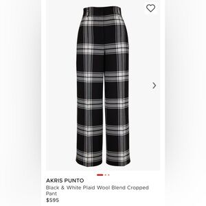 Akris punto wool blend black and white checkered pant size 14 retail $595